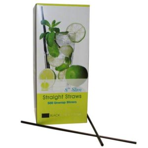 8in Blk Cocktail Sip Stirrer unwrapped 500 count
